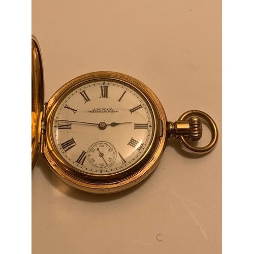 260 - DOUBLE GOLD PLATED WALTHAM USA HALF HUNTER POCKET WATCH, STAMPED 12149777