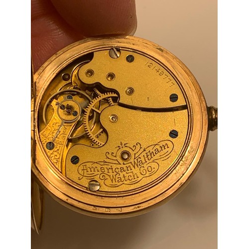 260 - DOUBLE GOLD PLATED WALTHAM USA HALF HUNTER POCKET WATCH, STAMPED 12149777