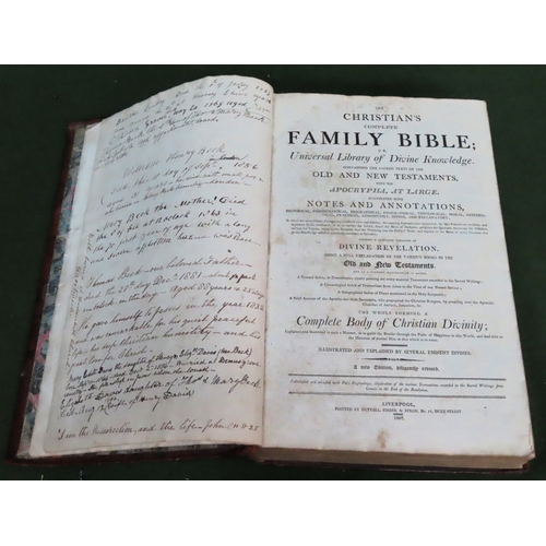 192 - 1807 family bible, printed by Nuttall, Fisher and Dixon, Liverpool. With Engravings and illustration... 