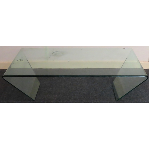 94 - Stylish 20th century concave glass coffee table