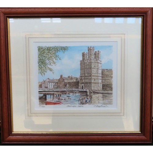62 - Framed pencil signed limited edition polychrome print - Caernarfon Castle
