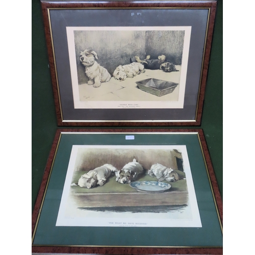 68 - Two framed London illustrated News polychrome Cecil Aldin prints - Handle with care & For what we ha... 