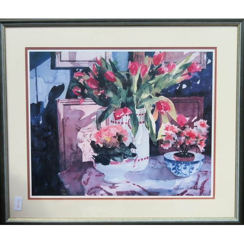 84 - 20th century framed still life polychrome print. Approx. 41 x 52cm