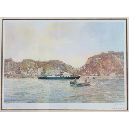 96 - Michael Lees, framed limited edition pencil signed print - Morning Arrival Lundy, M.S. Oldenburg, No... 
