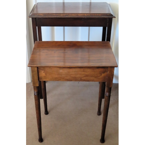 98 - Small oak side table, plus smaller mahogany side table. Larger Approx. 73 x 38 x 29.5cms
