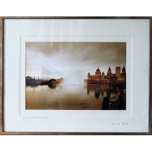 102 - Charlotte Bird framed pencil signed Artist photograph - Liverpool Millennium Eve. Approx. 52 x 65cms