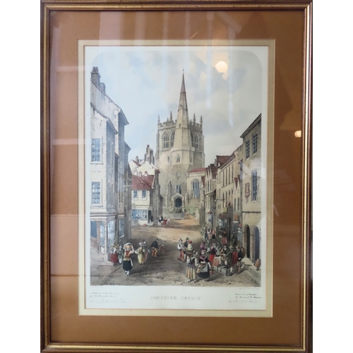 104 - H. Fielding framed limited edition colour lithograph depicting Ormskirk Church. No. 97/350. Singed i... 