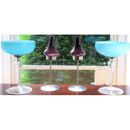 112 - Four pieces of stylish coloured glassware