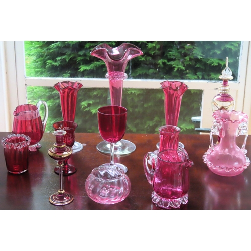 113 - Quantity of Victorian cranberry glass