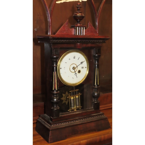 120 - Junghams vintage wooden cased and glazed mantle clock. Approx. 47cms H