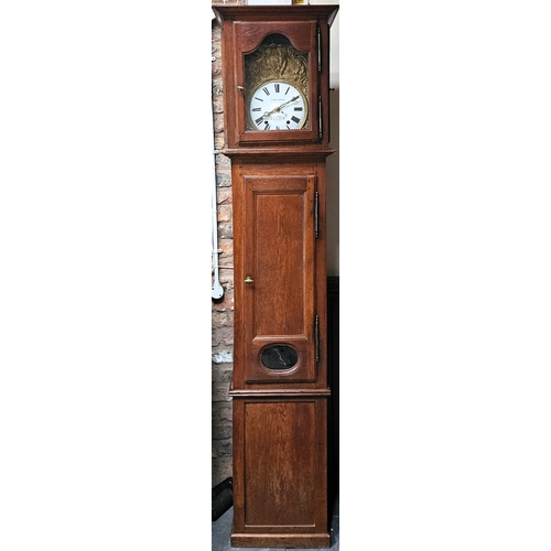 20 - Oak cased and glazed French style Comptoise longcase clock. Approx. 228 x 49 x 29cms