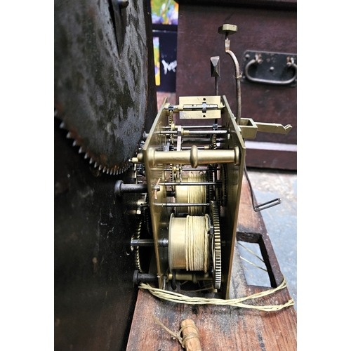 25 - 19the century inlaid mahogany cased longcase clock with hand painted and enamelled rolling moon dial... 