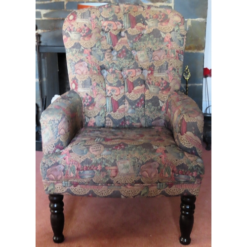 45 - Tipped - 20th century upholstered armchair. Approx. 92cm H