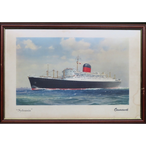 63 - Framed Polychrome print - Cunard Sylvania. Approx. 48.5 X 74cm