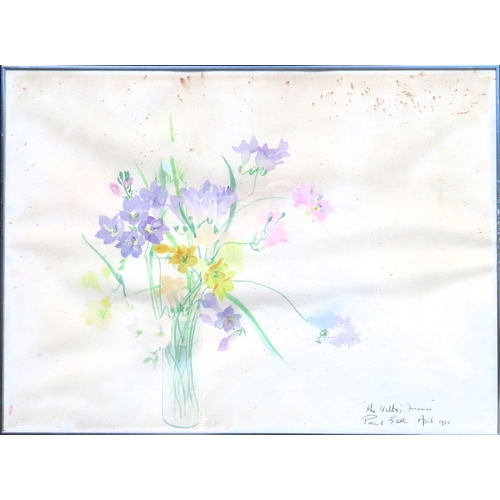 69 - Paul Seel - Framed Still Life watercolour depicting a vase of flowers - Mr Watson's Freesias.  Appro... 