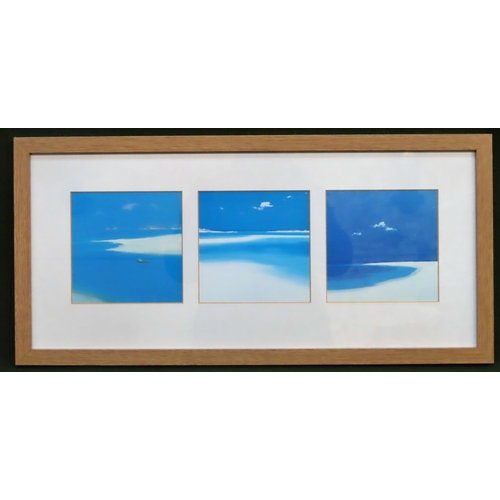 74 - Tipped - Framed set of three seascape pictures. Each Approx. 15.5cms x 16cms