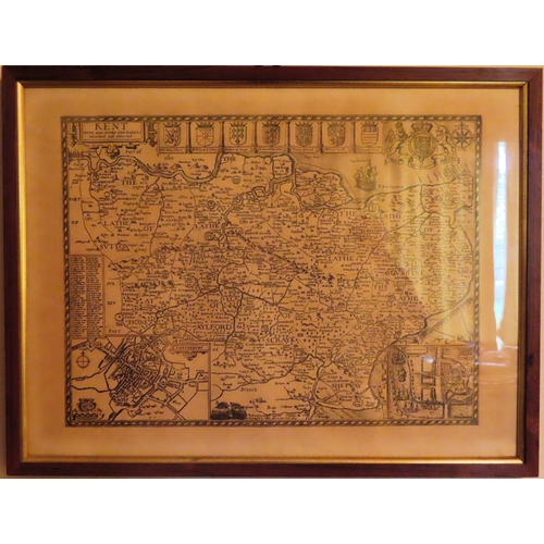 78 - Vintage framed map of Kent. Approx. 38 x 50cm