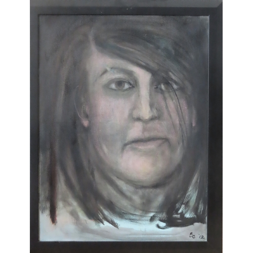 84 - Tipped - Brenda Clare 20th century framed oil on canvas portrait. Approx. 50 x 45cm