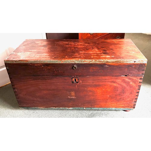 117 - VINTAGE CAMPHOR BOX, APPROX 45cm HIGH, 96cm WIDE AND 44cm DEEP