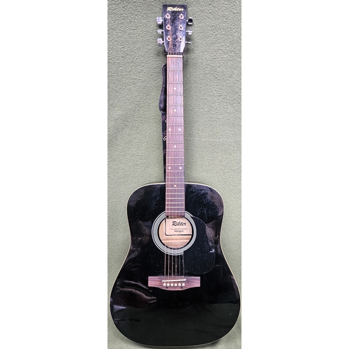 123 - Rikter D-2 BK ebonised acoustic guitar, with canvas case. Approx. 103cms