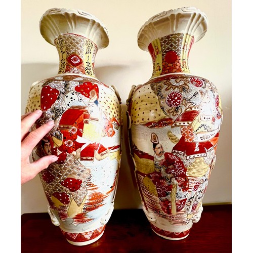 124 - PAIR OF LARGE VASES, JAPANESE POTTERY, CIRCA 19th CENTURY, APPROX 63.5cm HIGH