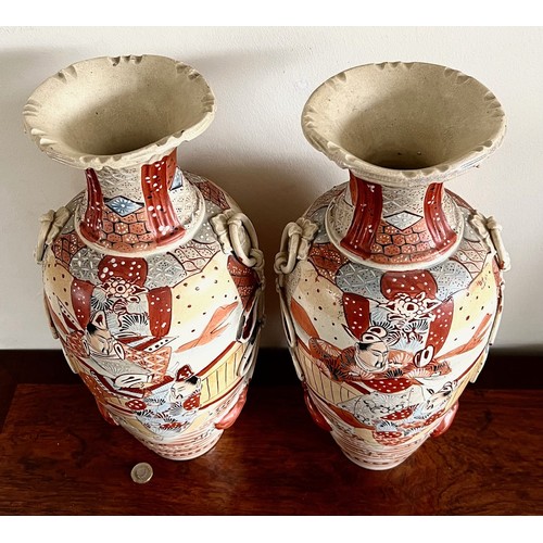 126 - PAIR OF PARK 19tH CENTURY VASES IN JAPANESE MANNER, APPROX 43cm HIGH