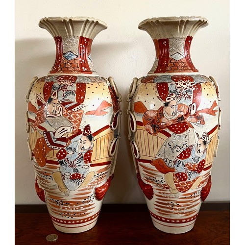 126 - PAIR OF PARK 19tH CENTURY VASES IN JAPANESE MANNER, APPROX 43cm HIGH