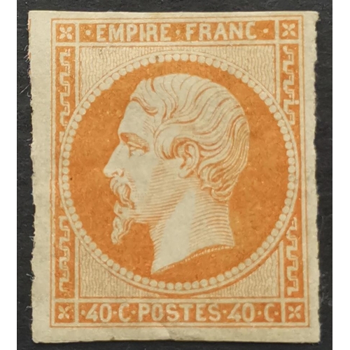 62 - 1853-61 Napoleon 40c orange fresh unused  part o.g. SG64. Cat. £3 500. (1)