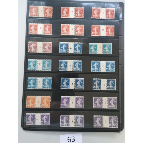 63 - A collection of early 20th century millesime pairs  all different  M  UM  or unused no gum. Nothing ... 