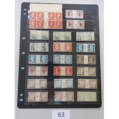 63 - A collection of early 20th century millesime pairs  all different  M  UM  or unused no gum. Nothing ... 