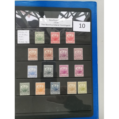 10 - MIXED WORLD.  Mint KGV on stocksheets in binder incl. Newfoundland 1919 Contingent set  New Guinea o... 