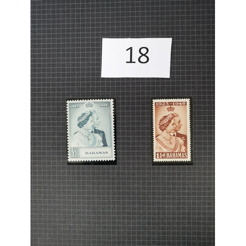 18 - MIXED WORLD.  1948 SW sets UM for Antigua  Bahamas  Gibraltar  Hong Kong  Kedah  Perak  Pitcairns  S... 