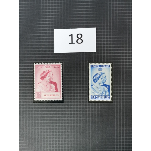 18 - MIXED WORLD.  1948 SW sets UM for Antigua  Bahamas  Gibraltar  Hong Kong  Kedah  Perak  Pitcairns  S... 