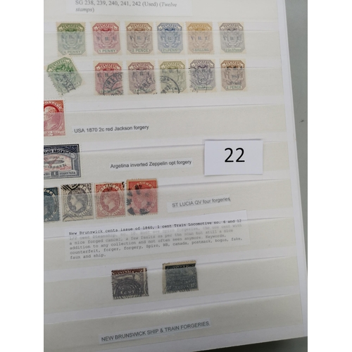 22 - MIXED WORLD.  FORGERIES. A large stockbook and small album with ranges of early to modern forgeries ... 