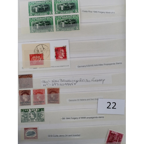 22 - MIXED WORLD.  FORGERIES. A large stockbook and small album with ranges of early to modern forgeries ... 