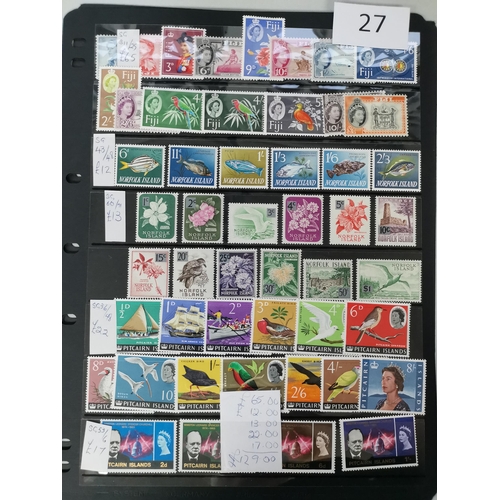 27 - MIXED WORLD.  Range of mainly QE c.1960's UM on stocksheets incl. BAT commems  defin sets incl. Saba... 