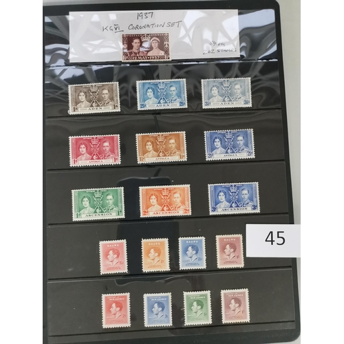 45 - MIXED WORLD.  1937 CORONATION. Omnibus issues complete o.g. and used on stocksheets  condition a lit... 