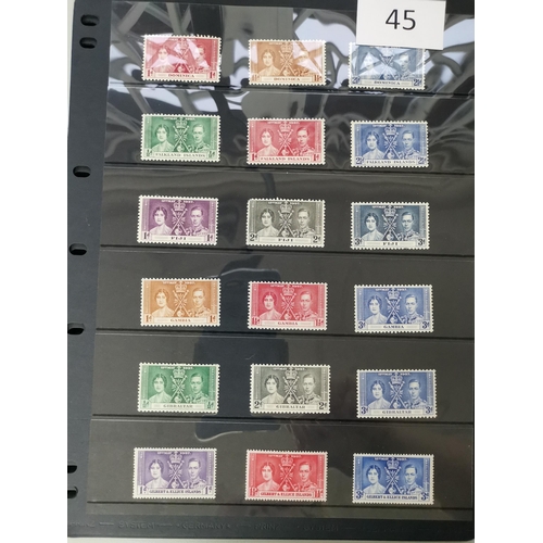 45 - MIXED WORLD.  1937 CORONATION. Omnibus issues complete o.g. and used on stocksheets  condition a lit... 