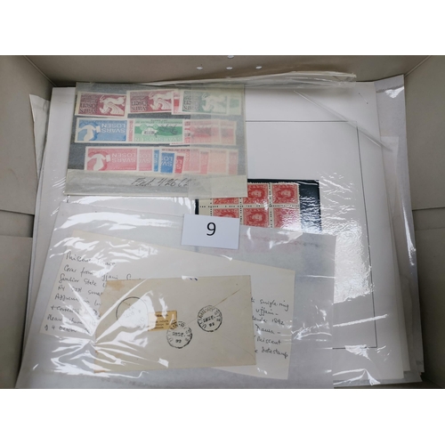 9 - MIXED WORLD.  An interesting and diverse range in box incl. WWII Propaganda forgeries  Postage Due c... 