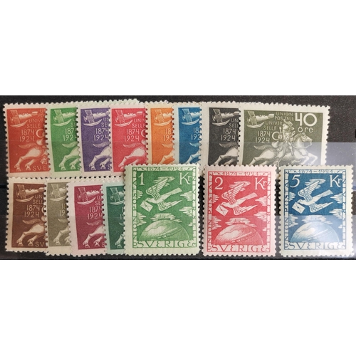 245 - SWEDEN.  1924 UPU Anniversary to 5k M. SG161-75. Cat. £900. (15)