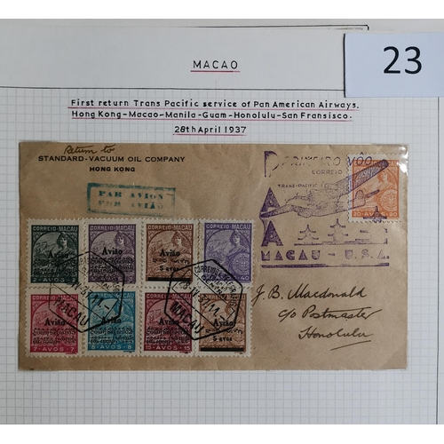 23 - FLIGHT COVERS. A collection of mainly 1937 Flight covers  mostly with HK KGV adhesives with vals to ... 