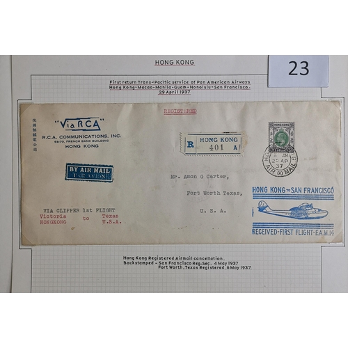 23 - FLIGHT COVERS. A collection of mainly 1937 Flight covers  mostly with HK KGV adhesives with vals to ... 