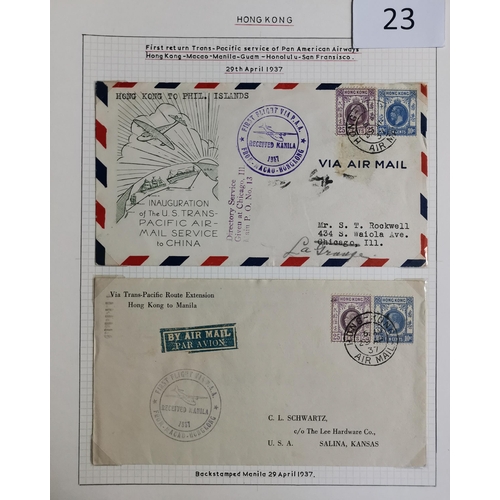 23 - FLIGHT COVERS. A collection of mainly 1937 Flight covers  mostly with HK KGV adhesives with vals to ... 