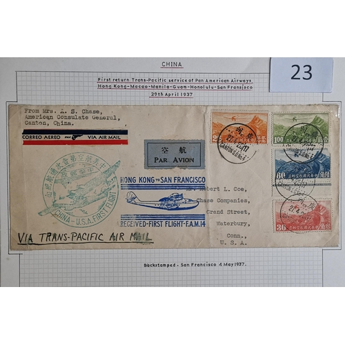 23 - FLIGHT COVERS. A collection of mainly 1937 Flight covers  mostly with HK KGV adhesives with vals to ... 