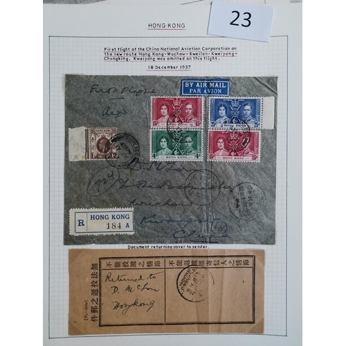 23 - FLIGHT COVERS. A collection of mainly 1937 Flight covers  mostly with HK KGV adhesives with vals to ... 