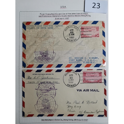 23 - FLIGHT COVERS. A collection of mainly 1937 Flight covers  mostly with HK KGV adhesives with vals to ... 