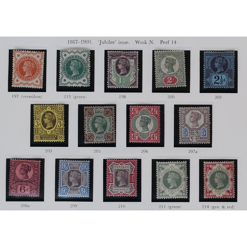 379 - QV-KGV M collection on printed leaves  condition a little mixed  incl. 1887-1900 Jubilees to 1/- (bo... 