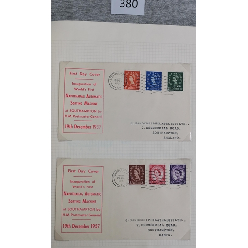 380 - KGVI-QE collection in 2 volumes  mainly FDC's incl. better phos. commems with Southampton 'T' cancel... 