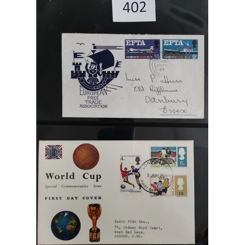 402 - FIRST DAY COVERS. Collection in large binder  1936 onwards  incl. 1946 Victory  1958 Games  1961 POS... 