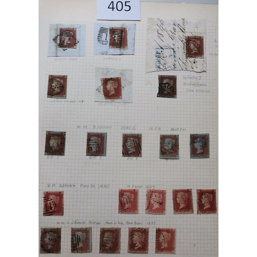 405 - Collection in album with QV Line Engraved incl. 1864 1d's  1883-4 10/- x 2 (poor)  and later ranges.... 